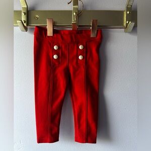 Janie and Jack Red Leggings Size 6-12 Months